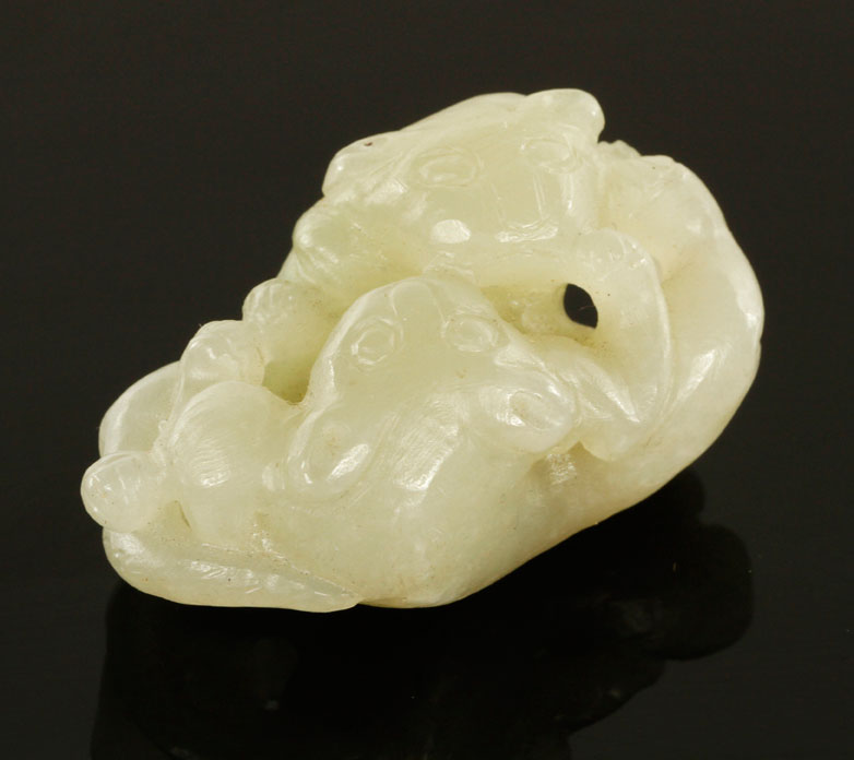 Appraisal: - Chinese Carved Jade Pendant Carved jade pendant of two