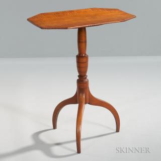 Appraisal: Tiger Maple Tilt-top Candlestand New England early th century the