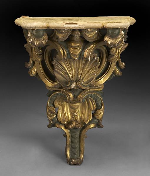 Appraisal: An Italian Rococo style painted parcel gilt wall bracket second