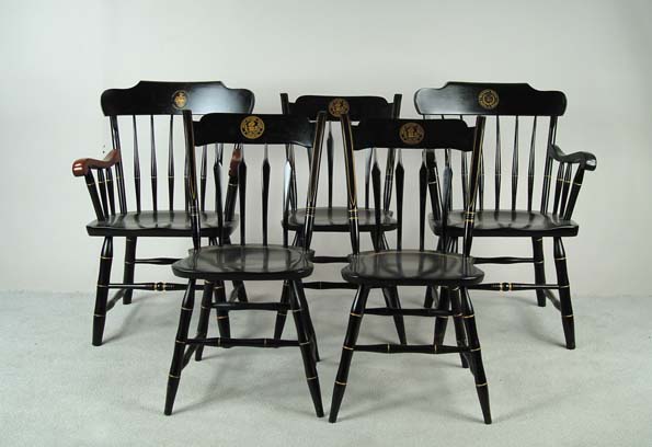 Appraisal: GROUP OF FIVE COLLEGE ALUMNI CHAIRS Made by S Bent