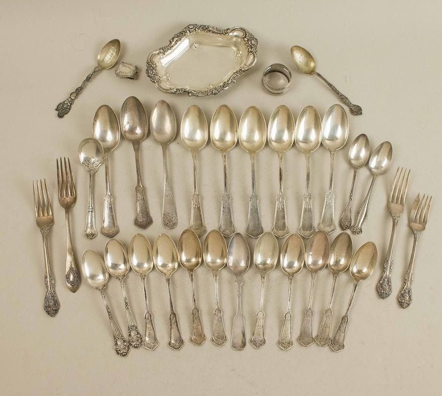 Appraisal: Assorted Sterling Silver Assorted sterling silver comprising nine assorted soupspoons