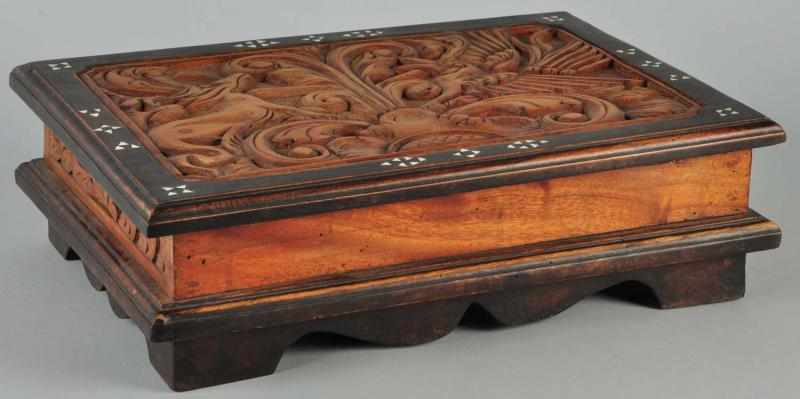 Appraisal: Carved Mayan Animal Figures Mahogany Humidor Description s Heavy box