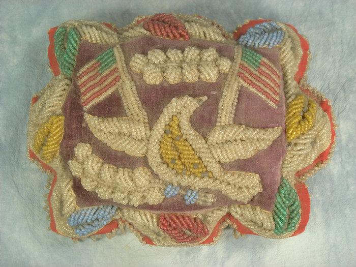 Appraisal: Beaded Iroquois Native American whimsey pillow with American Eagle and