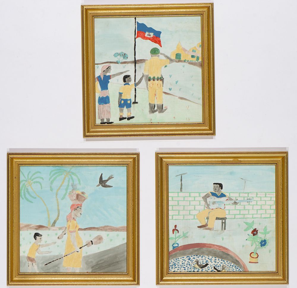 Appraisal: Florestant Dupray Haitian th c Three Paintings Florestant Dupray Haitian