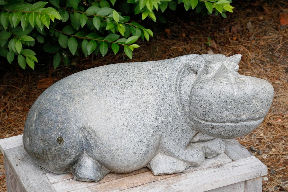 Appraisal: Contemporary Car ed Granite Stone Reclining Hippopotamus Contemporary Carved Granite