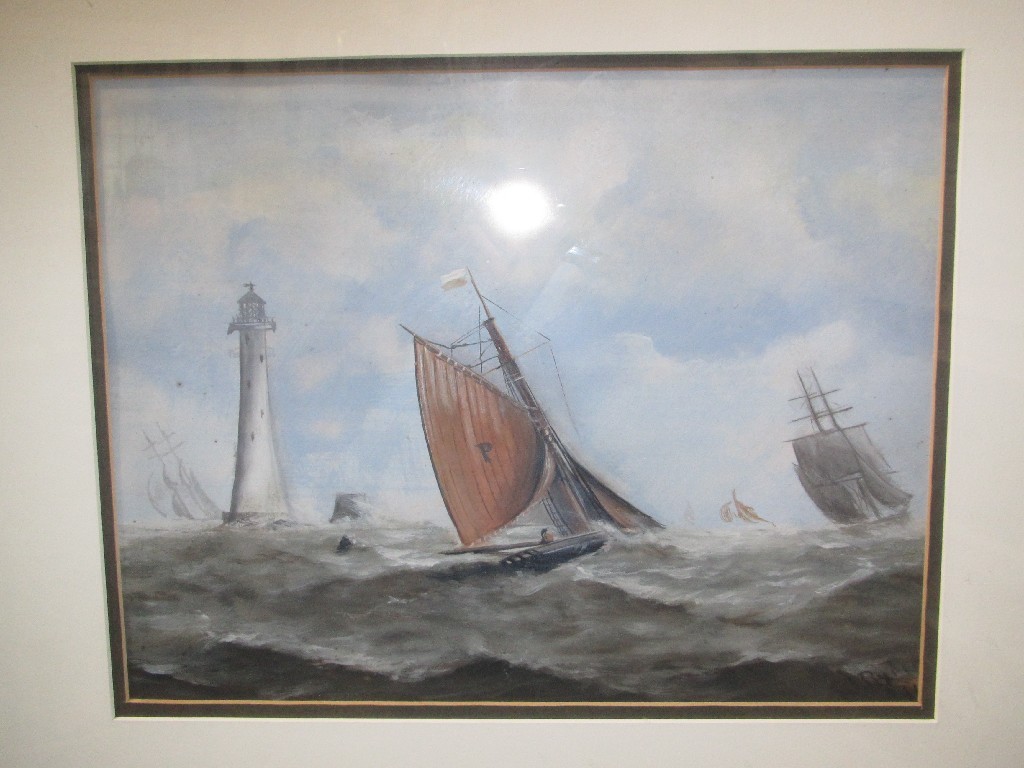 Appraisal: Watercolour seascape with a variety of sailing craft and a