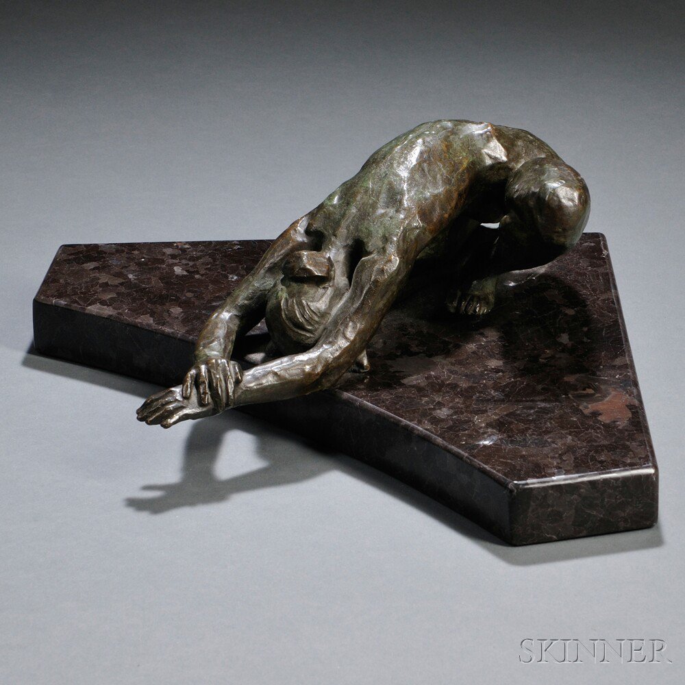 Appraisal: Bronze Yoga Figure late th century the green patinated figured