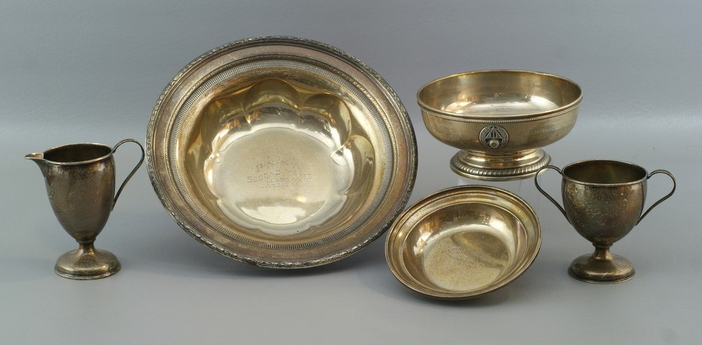 Appraisal: round sterling silver bowls each with trophy engraving TO with