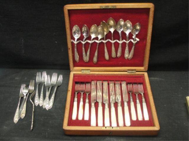 Appraisal: Lot of Silver or Plate Flatware In a presentation case