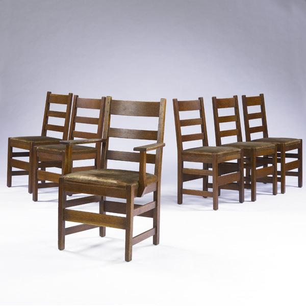 Appraisal: L J G STICKLEY Six ladderback dining chairs no -