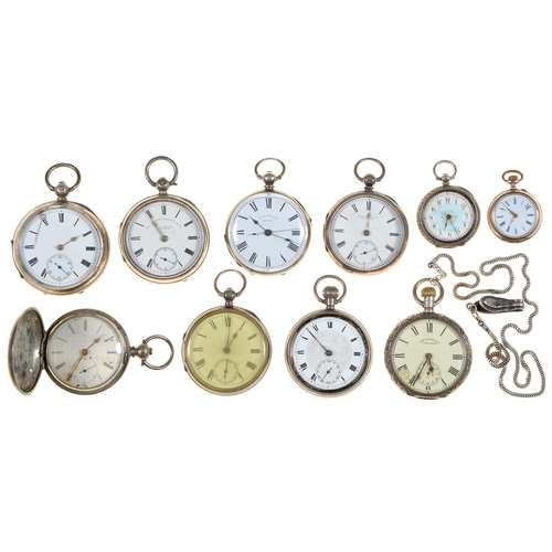 Appraisal: Ten various silver lever keyless lever and cylinder watches late