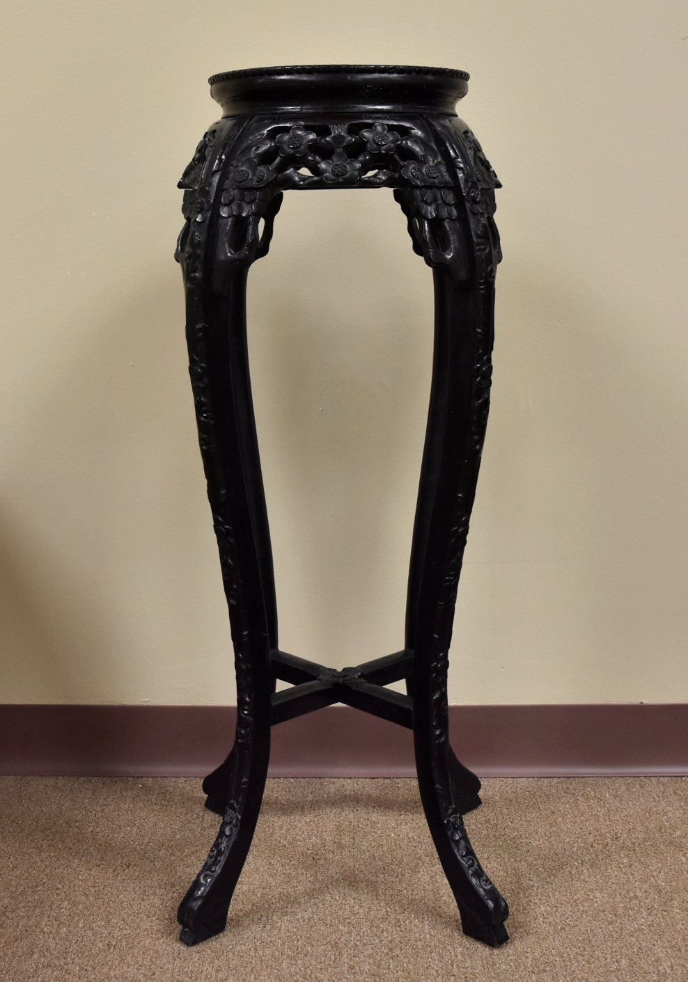 Appraisal: rosewood with marble circular panel stool carved with floral motifs