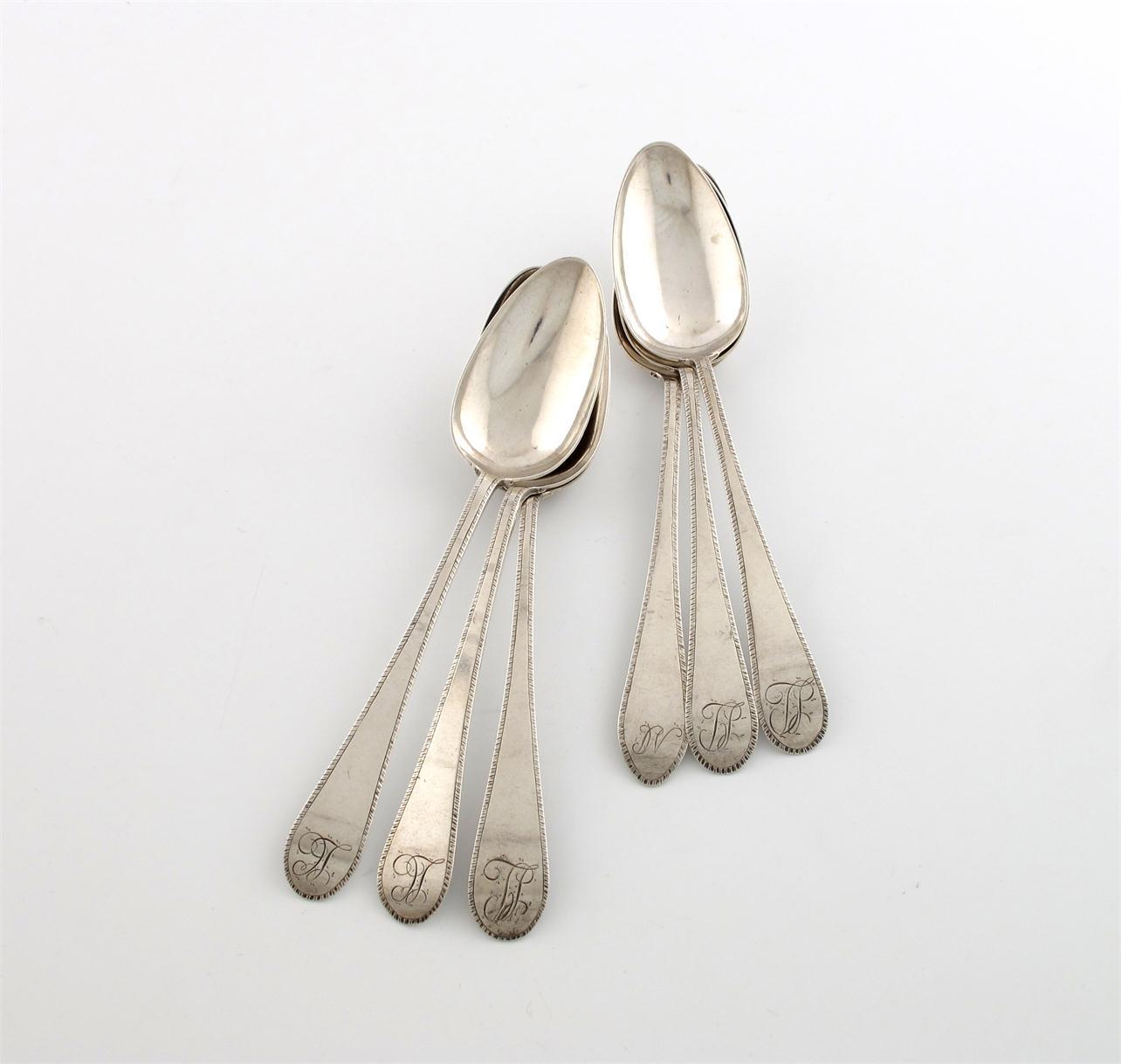 Appraisal: A set of six th century silver Feather-edge pattern tablespoons