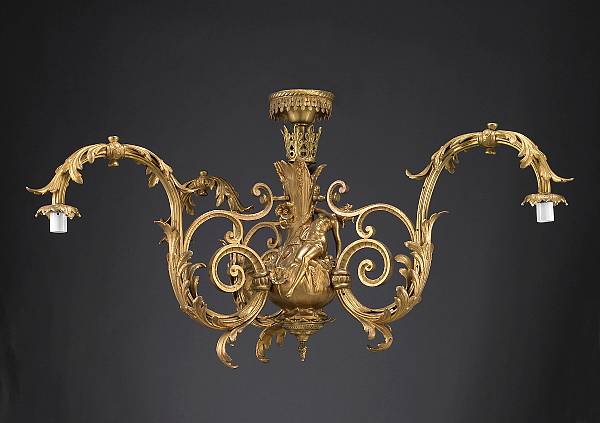 Appraisal: A Belle poque gilt bronze three light chandelier late th