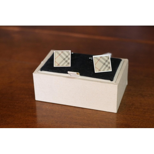 Appraisal: Pair of Burberry square check plaid cufflinks in box