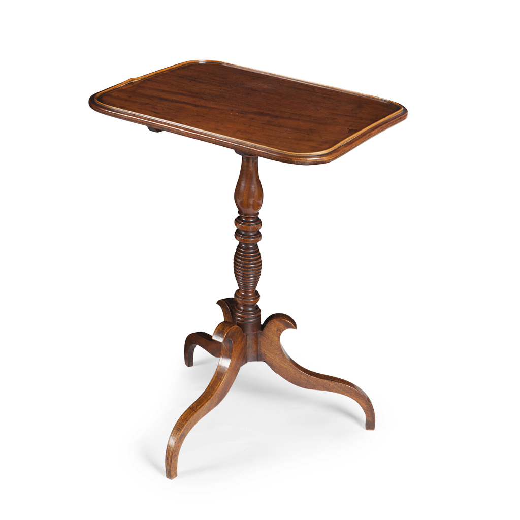 Appraisal: REGENCY MAHOGANY TRIPOD TABLE EARLY TH CENTURY the rounded rectangular