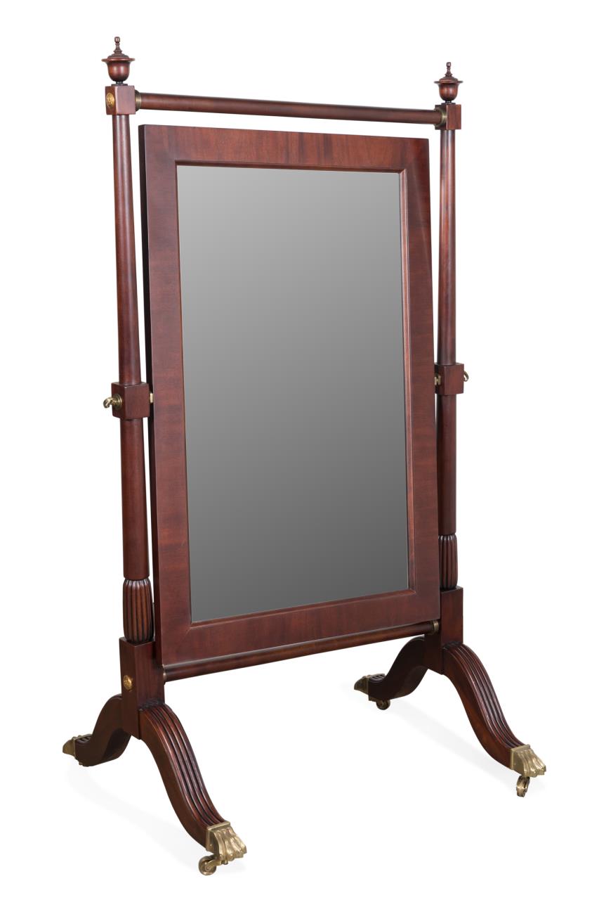 Appraisal: RALPH LAUREN MAHOGANY CHEVAL MIRROR W PAW FEET Polo Ralph