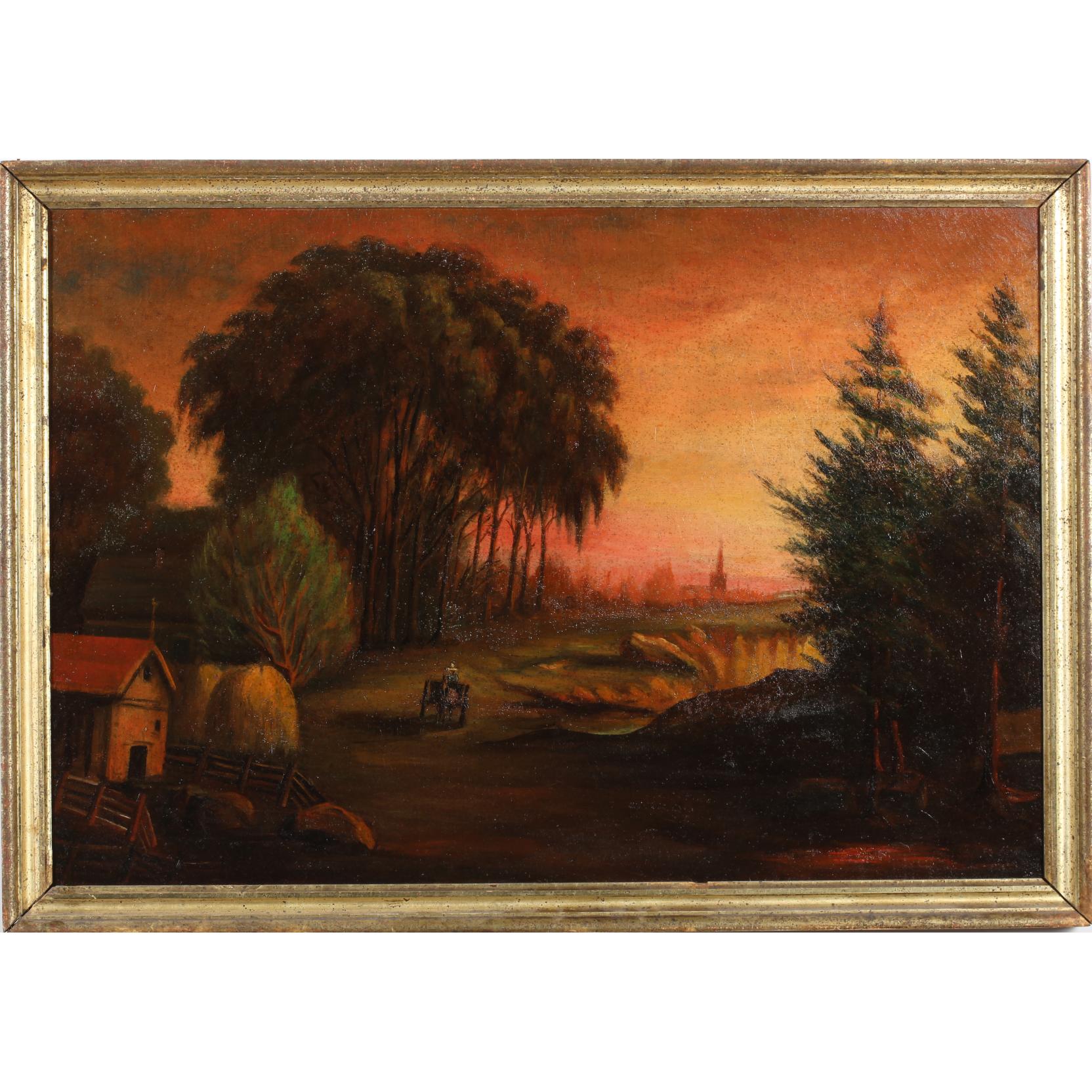 Appraisal: Continental Folk Art Painting th Century oil on canvas unsigned