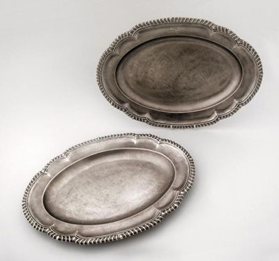 Appraisal: A pair of of George III shaped oval meat dishes