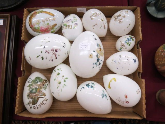 Appraisal: A Dozen Eggs Victorian Milk Glass Easter Eggs most with