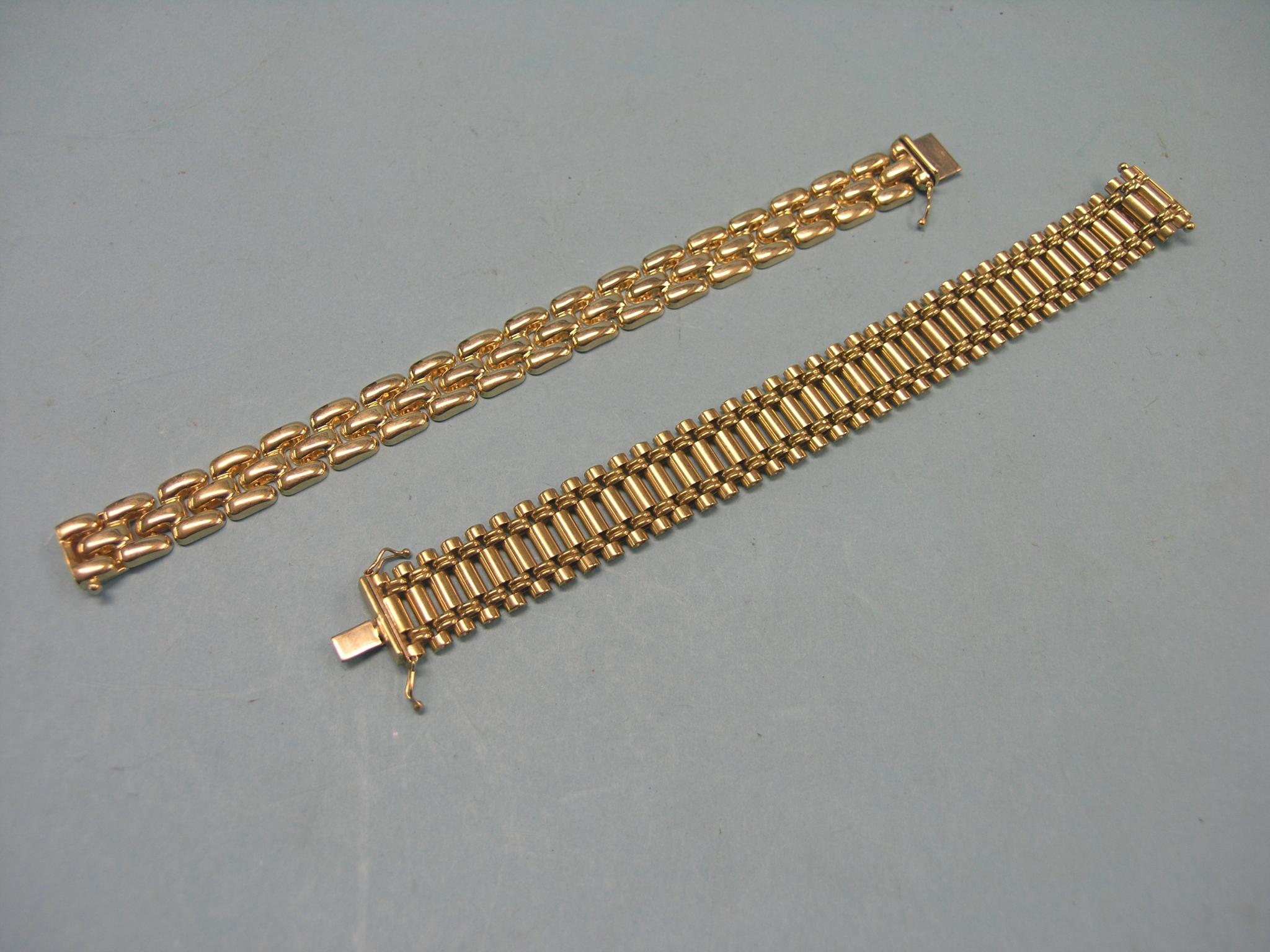 Appraisal: Two ct gold bracelets grams and grams