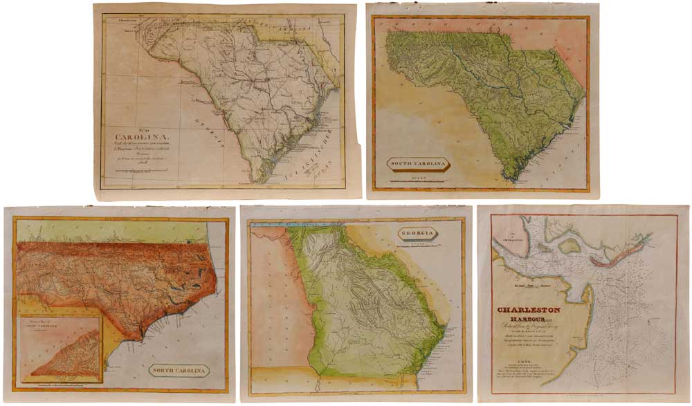 Appraisal: Five th Century Southeastern Maps American and German three by