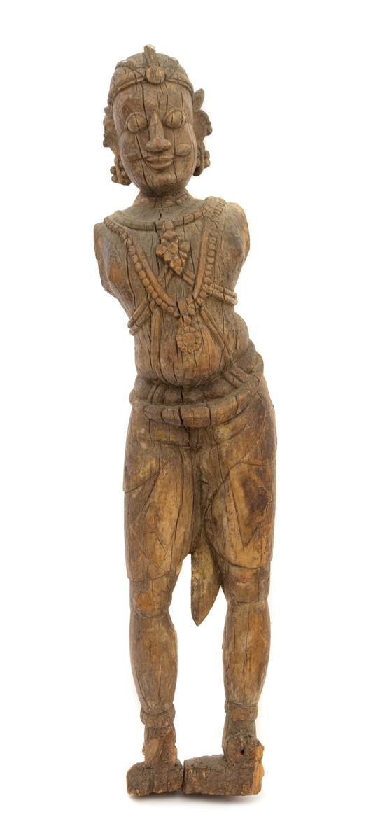 Appraisal: Sale Lot An Indian Carved Wood Bodhisattva th th century