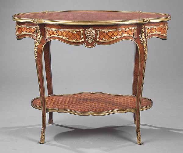 Appraisal: A Louis XV-Style Gilt Bronze-Mounted Parquetry Center Table early th