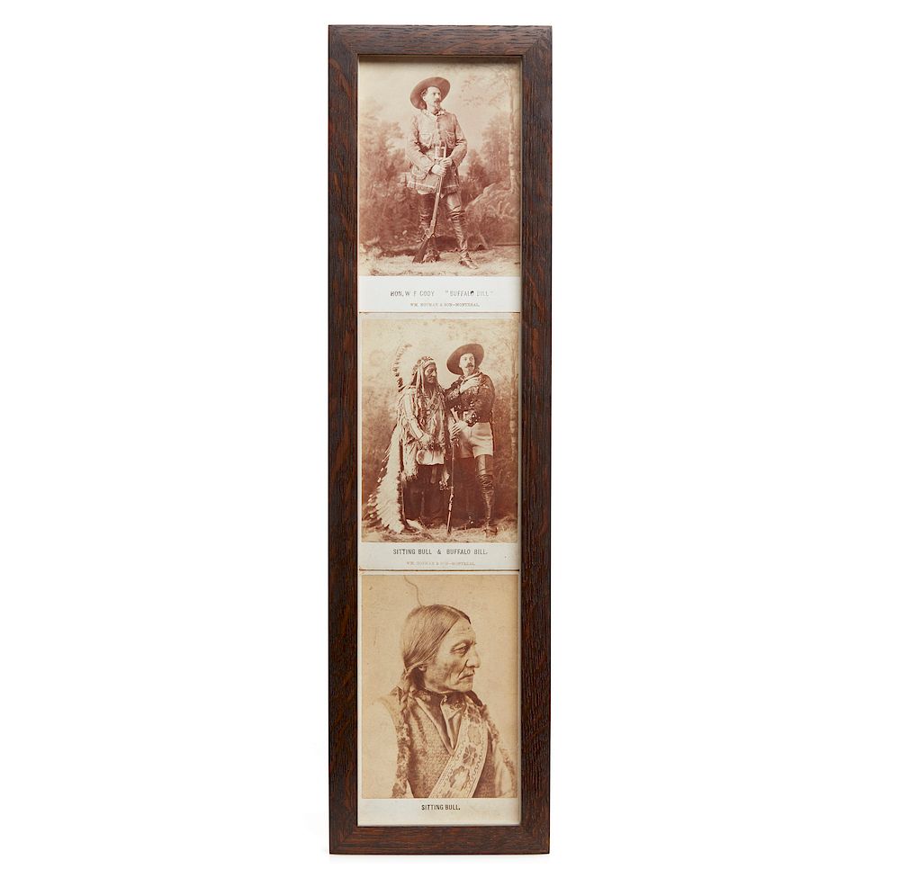 Appraisal: Three Photographs of Buffalo Bill and Sitting Bull Framed collection