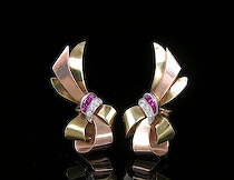 Appraisal: Retro Mid th Century Ear Clips K yellow and rose