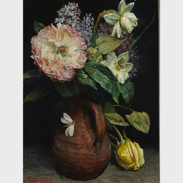 Appraisal: Francesco De Vincentiis - FLOWERS IN AN EARTHENWARE JUG AND