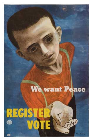 Appraisal: BEN SHAHN - WE WANT PEACE REGISTER VOTE x inches