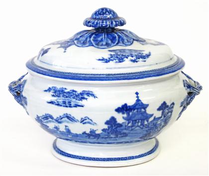 Appraisal: Chinese Export Porcelain blue and white covered tureen th century