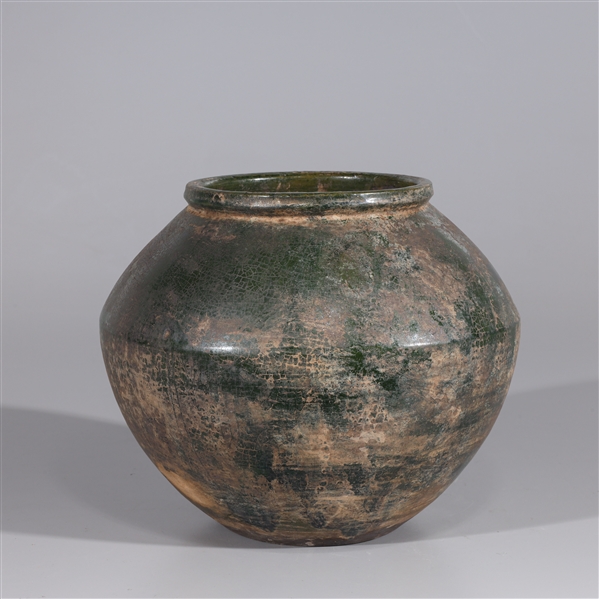 Appraisal: Chinese celadon crackle glazed ceramic vase some wear some losses