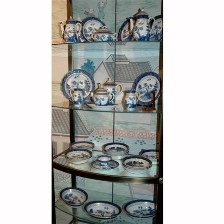 Appraisal: Assembled Booth's Gilt Decorated Blue and White Porcelain Dinner Service