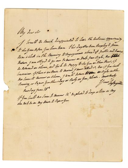 Appraisal: LAFAYETTE MARQUIS de - Autograph letter signed Lafayette to John