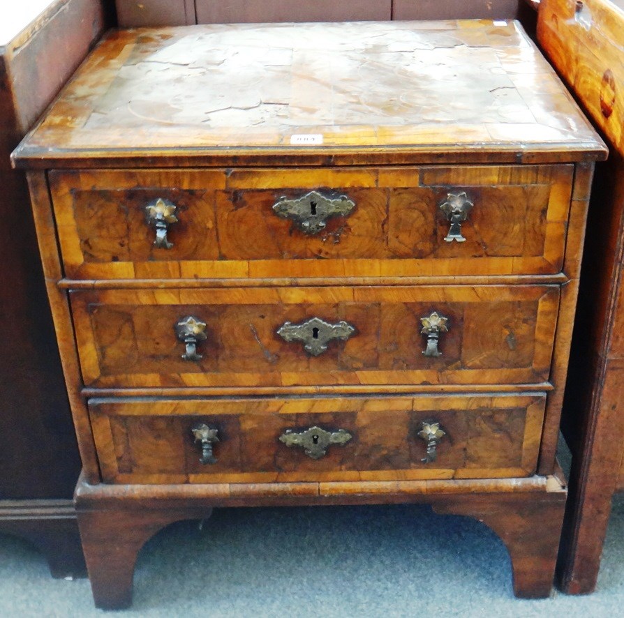 Appraisal: A small early th century and later inlaid walnut chest