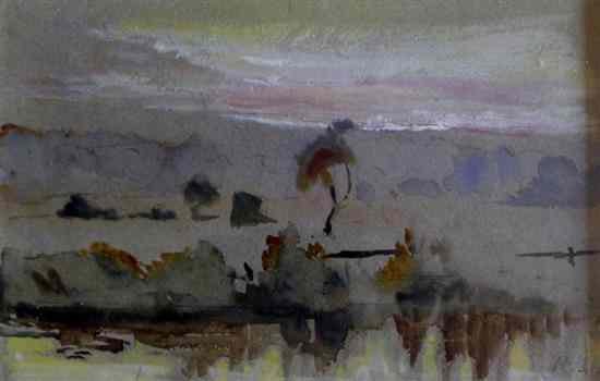 Appraisal: Hercules Brabazon Brabazon - watercolour Landscape at sunset initialled x