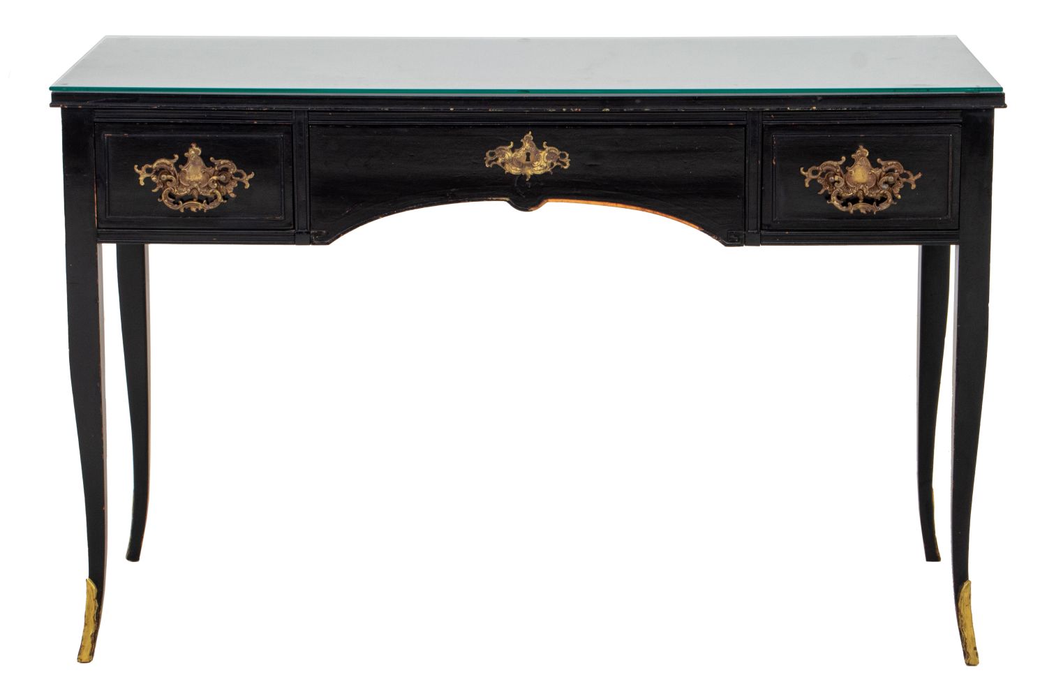 Appraisal: LOUIS XV STYLE EBONIZED SMALL DESK Louis XV style ebonized