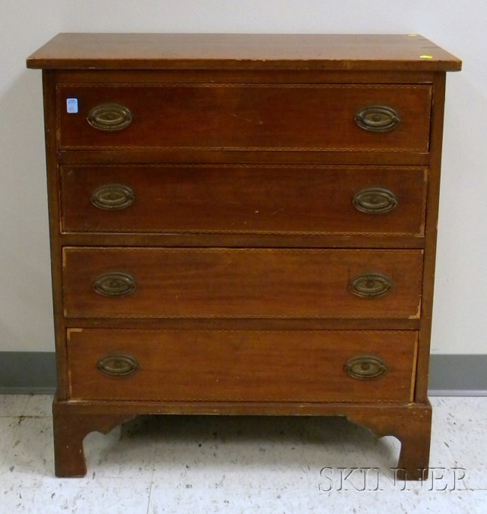 Appraisal: Diminutive Inlaid Mahogany Four-Drawer Chest ht wd in