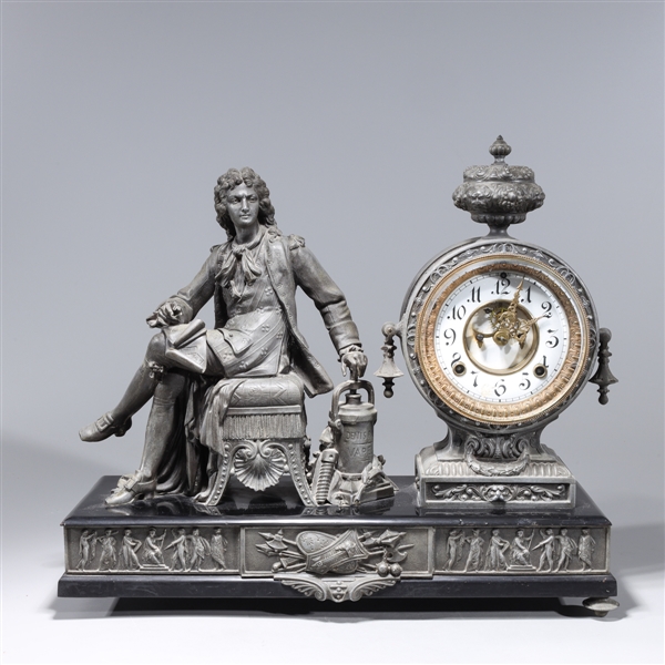 Appraisal: Vintage 'Denis Papin' Statue Clock Denis Papin the French physicist