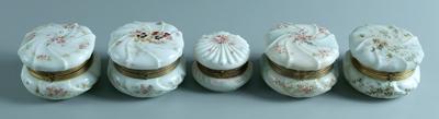 Appraisal: Five Wavecrest dresser boxes four with raised swirl decoration with