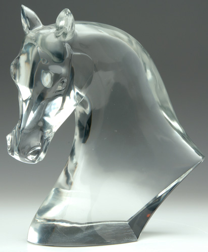 Appraisal: LALIQUE Tete De Cheval horse head sculpture c Wheel-cut LALIQUE