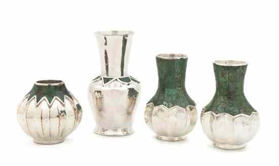 Appraisal: Four Mexican Silverplate Vases Emilia Castillo of various shapes and