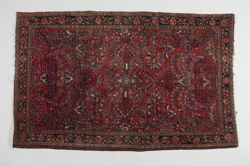 Appraisal: Semi-Antique Estate Sarouk Area Rug s red field with blue