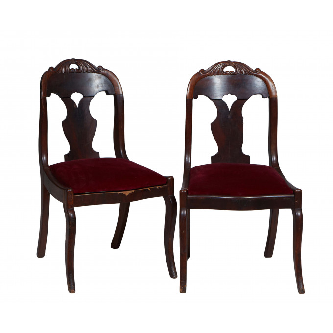 Appraisal: Pair of American Classical Carved Mahogany Side Chairs th c