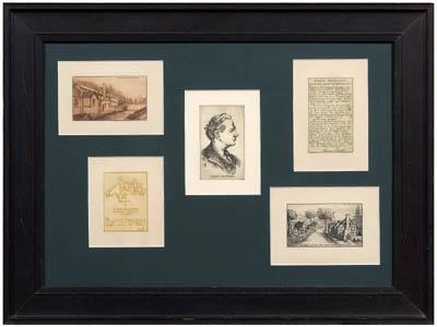 Appraisal: Six Arts and Crafts etchings all relating to Dard Hunter