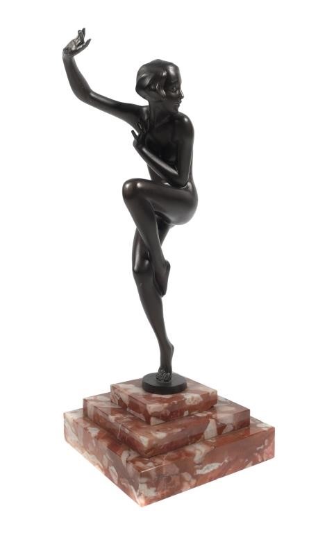 Appraisal: Vintage bronze figure of nude woman on tiptoe posing or