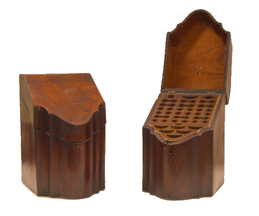 Appraisal: Pair of knife boxes late th C mahogany and mahogany