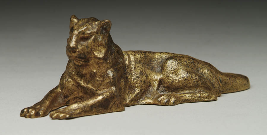 Appraisal: TIFFANY BRONZE LION PAPERWEIGHT Figural of a reclining lion Signed